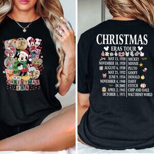 Disney Christmas Eras Tour Shirt Disney Characters 2-Sided Holiday Tee 51